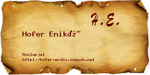 Hofer Enikő névjegykártya